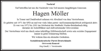 Traueranzeige von Hagen Möller von VRM Trauer