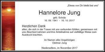 Traueranzeige von Hannelore Jung von  Camberger Anzeiger