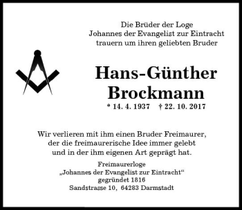 Traueranzeige von Hans-Günther Brockmann von Trauerportal Echo Online