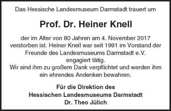 Traueranzeige von Heiner Knell von Trauerportal Echo Online