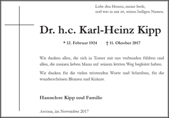 Traueranzeige von Karl-Heinz Kipp von Trauerportal Rhein Main Presse
