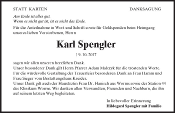 Traueranzeige von Karl Spengler von Trauerportal Rhein Main Presse