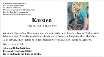 Traueranzeige von Karsten Fünkner von Trauerportal Rhein Main Presse