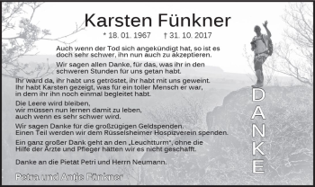 Traueranzeige von Karsten Fünkner von Trauerportal Rhein Main Presse