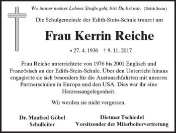 Traueranzeige von Kerrin Reiche von Trauerportal Echo Online