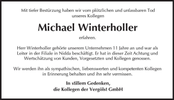 Traueranzeige von Michael Winterholler von VRM Trauer