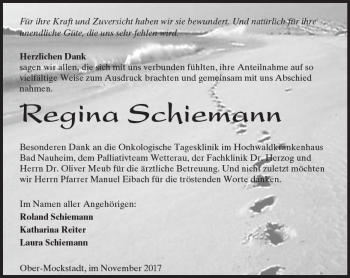 Traueranzeige von Regina Schiemann von  Kreisanzeiger