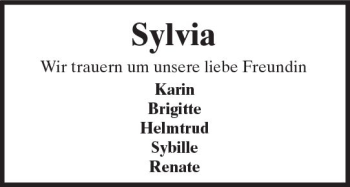 Traueranzeige von Sylvia Friedrich von Trauerportal Rhein Main Presse