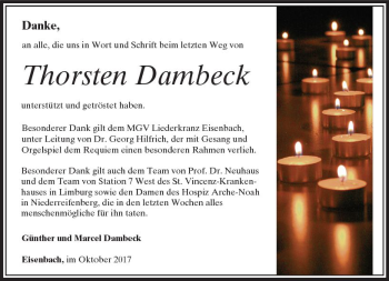 Traueranzeige von Thorsten Dambeck von  Camberger Anzeiger