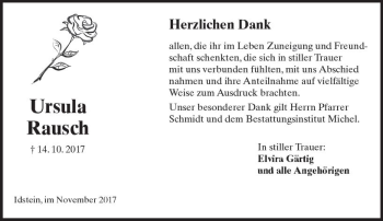 Traueranzeige von Ursula Rausch von Trauerportal Rhein Main Presse