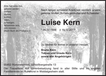 Traueranzeige von Bruno Kern von Trauerportal Rhein Main Presse