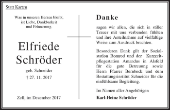 Traueranzeige von Elfriede Schröder von VRM Trauer