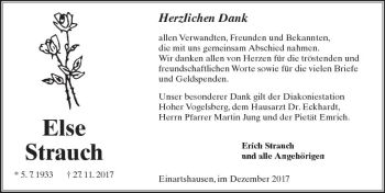 Traueranzeige von Else Strauch von  Kreisanzeiger