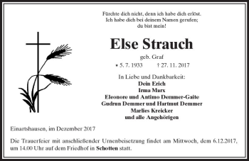 Traueranzeige von Else Strauch von  Kreisanzeiger