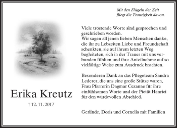 Traueranzeige von Erika Kreutz von  Usinger Anzeiger