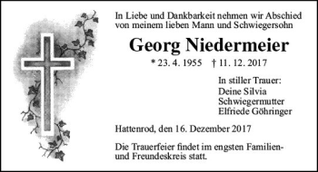 Traueranzeige von Georg Niedermeier von  Gießener Anzeiger