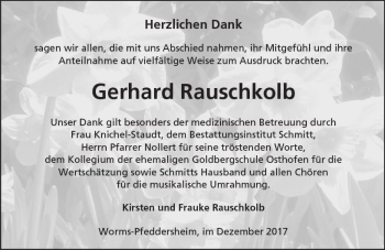 Traueranzeige von Gerhard Rauschkolb von Trauerportal Rhein Main Presse