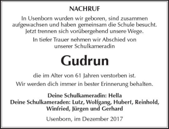Traueranzeige von Gudrun  von  Kreisanzeiger