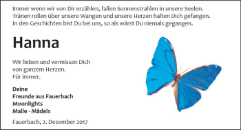 Traueranzeige von Hanna  von  Kreisanzeiger