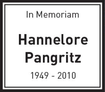 Traueranzeige von Hannelore Pangritz von  Usinger Anzeiger