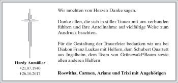 Traueranzeige von Hardy Aumüller von Trauerportal Rhein Main Presse