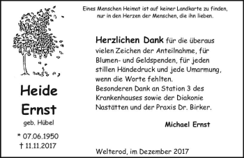 Traueranzeige von Heide Ernst von Trauerportal Rhein Main Presse