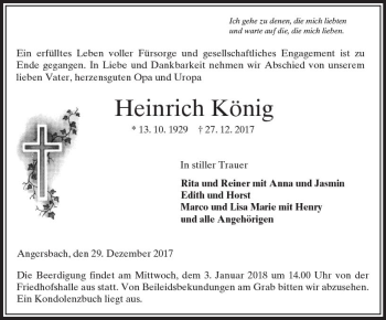 Traueranzeige von Heinrich König von VRM Trauer