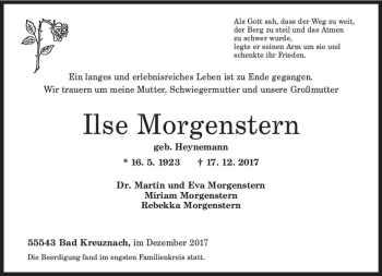 Traueranzeige von Ilse Morgenstern von Trauerportal Rhein Main Presse