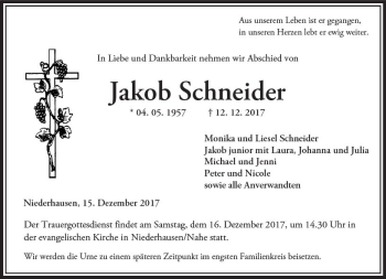 Traueranzeige von Jakob Schneider von Trauerportal Rhein Main Presse