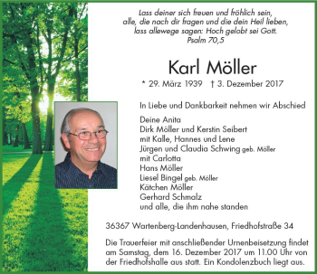 Traueranzeige von Karl Möller von VRM Trauer