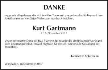 Traueranzeige von Kurt Gartmann von Trauerportal Rhein Main Presse