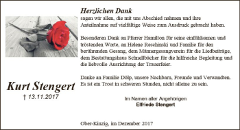 Traueranzeige von Kurt Stengert von Trauerportal Echo Online