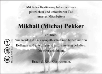Traueranzeige von Mikhail Pekker von Trauerportal Rhein Main Presse