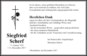 Traueranzeige von Siegfried Scherf von  Usinger Anzeiger