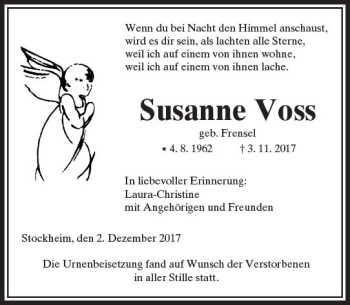 Traueranzeige von Susanne Voss von  Kreisanzeiger