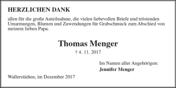 Traueranzeige von Thomas Menger von Trauerportal Echo Online