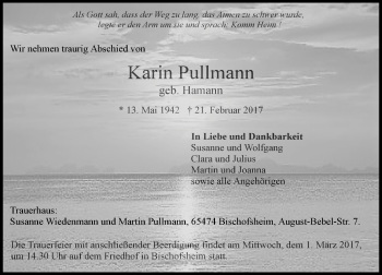 Traueranzeige von Karin Pullmann von Trauerportal Rhein Main Presse