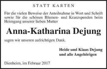 Traueranzeige von Anna-Katharina Dejung von Trauerportal Rhein Main Presse
