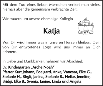 Traueranzeige von Katja Lerch von  Kreisanzeiger