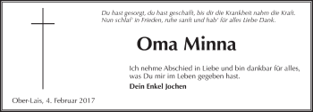 Traueranzeige von Minna Böck von  Kreisanzeiger