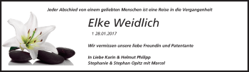 Traueranzeige von Elke Weidlich von Trauerportal Rhein Main Presse