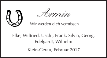 Traueranzeige von Armin  von Trauerportal Echo Online