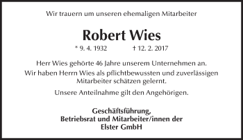 Traueranzeige von Robert Wies von Trauerportal Rhein Main Presse