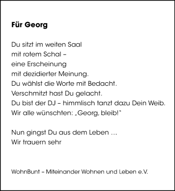 Traueranzeige von Georg  von Trauerportal Echo Online
