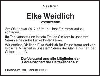 Traueranzeige von Elke Weidlich von Trauerportal Rhein Main Presse