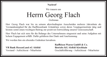 Traueranzeige von Georg Flach von VRM Trauer