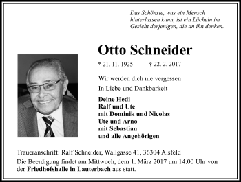 Traueranzeige von Otto Schneider von VRM Trauer