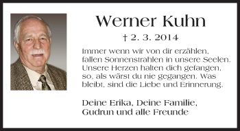 Traueranzeige von Werner Kuhn von Trauerportal Rhein Main Presse