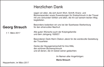 Traueranzeige von Georg Strauch von Trauerportal Echo Online