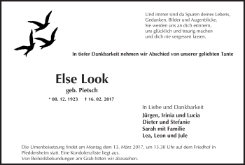Traueranzeige von Else Look von Trauerportal Rhein Main Presse